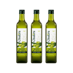Pack x 3 Aceite de Oliva Extra Virgen Chakra Botella de vidrio x 1 Lt.